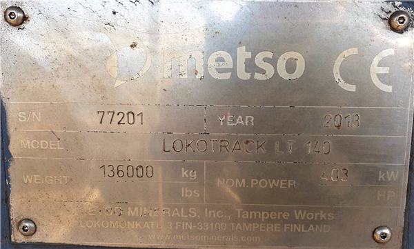 Metso Lokotrack Model Lt140 Crushing Plant)